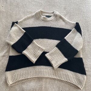 ASOS Striped Crewneck Sweater - Black and Beige